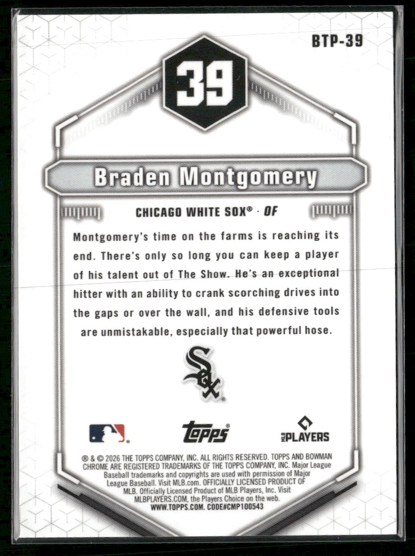2026 Bowman Bowman Scouts Top 100 Gold Refractors Braden Montgomery /50
