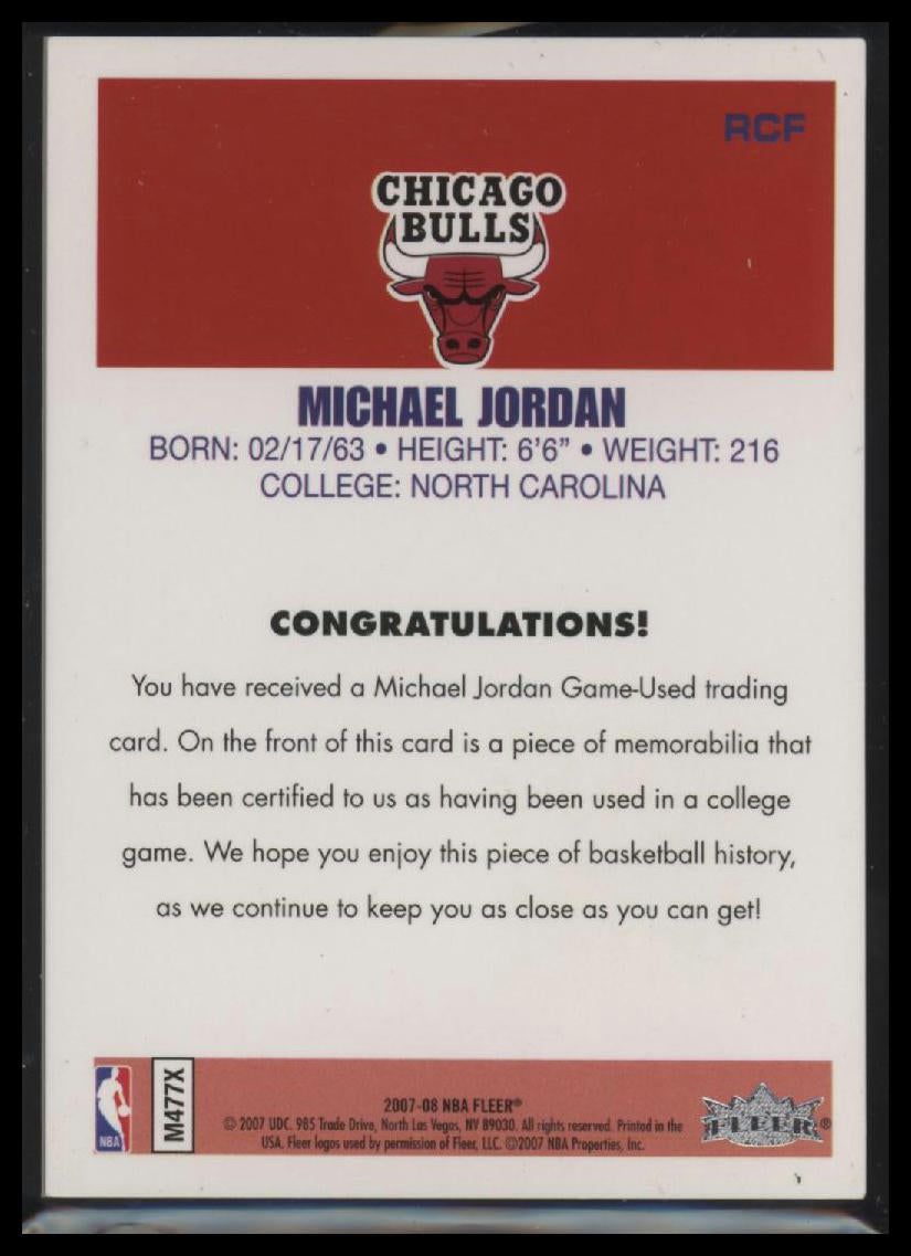 2007-08 Fleer Michael Jordan Box Set Michael Jordan #RCF