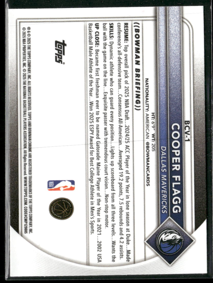 2025-26 Bowman Chrome Cooper Flagg #BCV-1