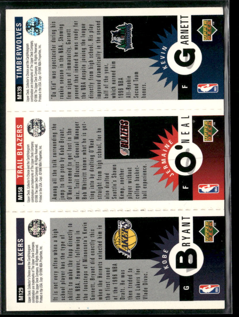 1996-97 Collector Mini-Cards Panels Garnett / O'Neal / Bryant