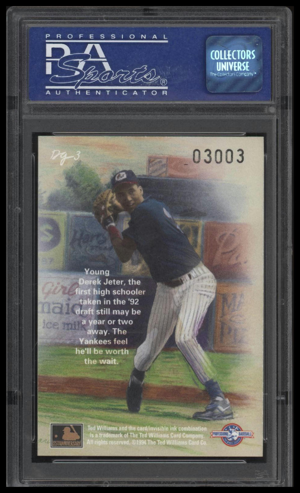 1994 Ted Williams Co. Dan Gardiner Dan Gardiner Derek Jeter 9 PSA #DG3