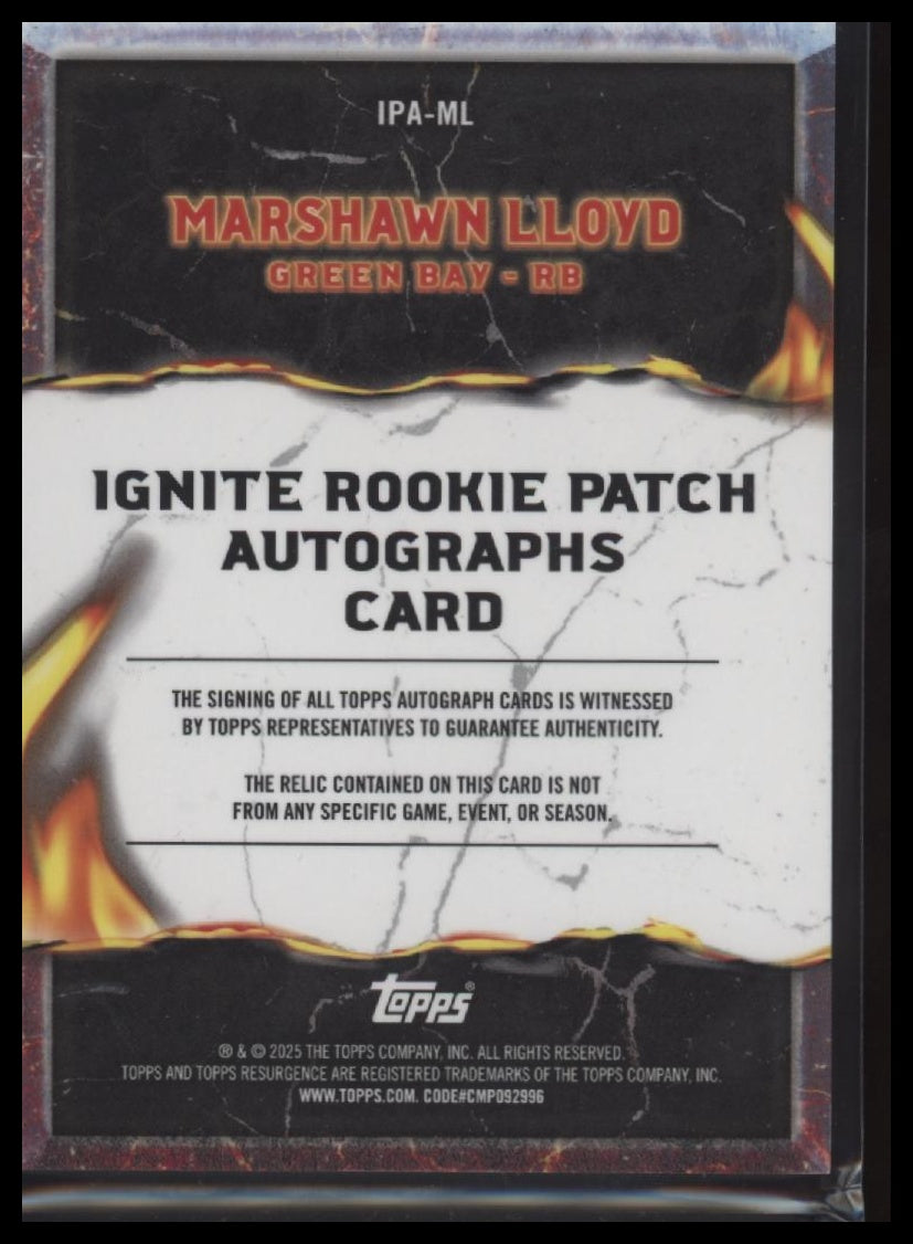 2024 Topps Resurgence Ignite Rookie Patch Autographs MarShawn Lloyd AU #IPA-ML
