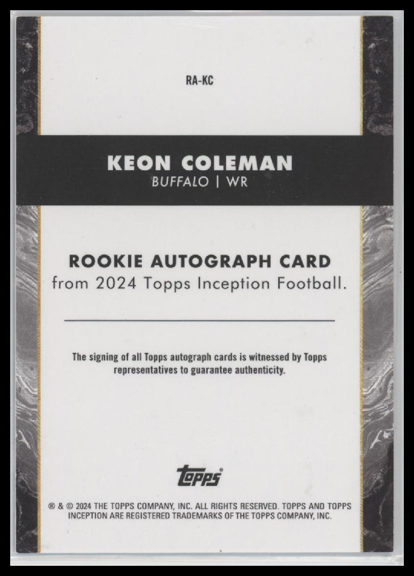 2024 Topps Inception Rookie Autographs Magenta Keon Coleman #/99 AU #RA-KC
