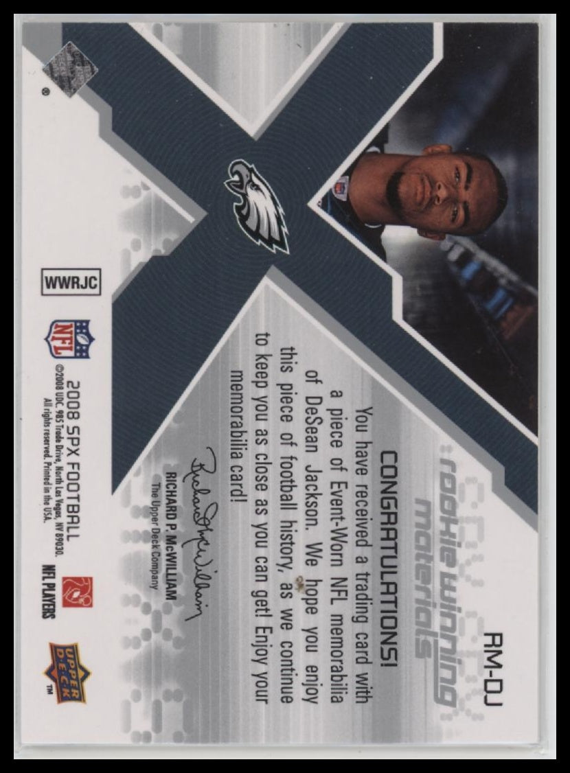 2008 SPx Rookie Materials AFC/NFC Dual DeSean Jackson #RM-DJ /125