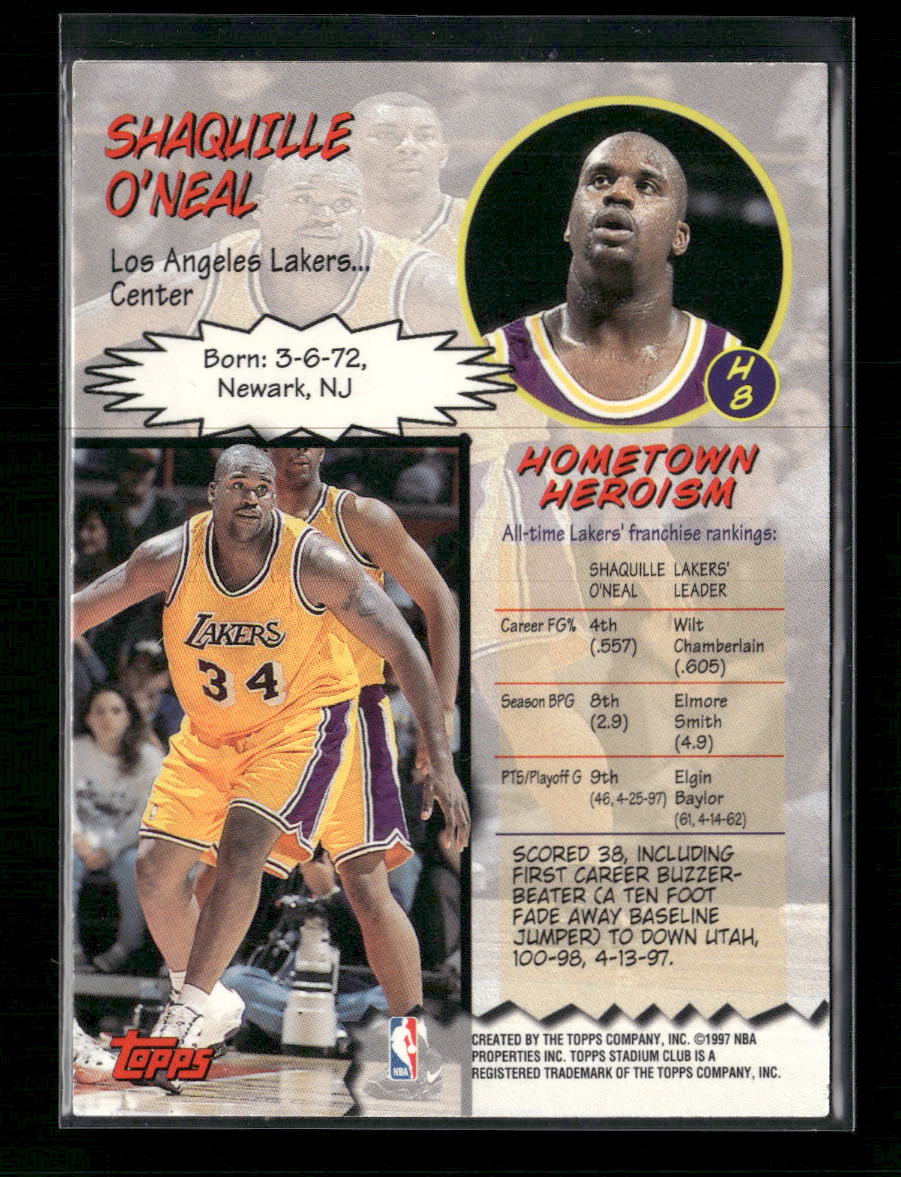 1997-98 Stadium Club Hardcourt Heroics Shaquille O'Neal #H8