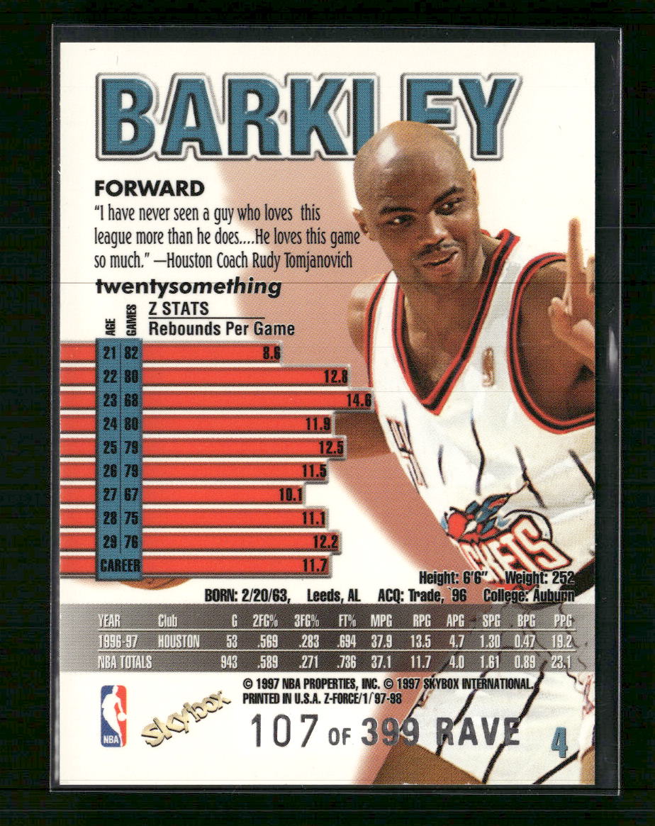1997-98 SkyBox Z-Force Rave Charles Barkley #/399 #4
