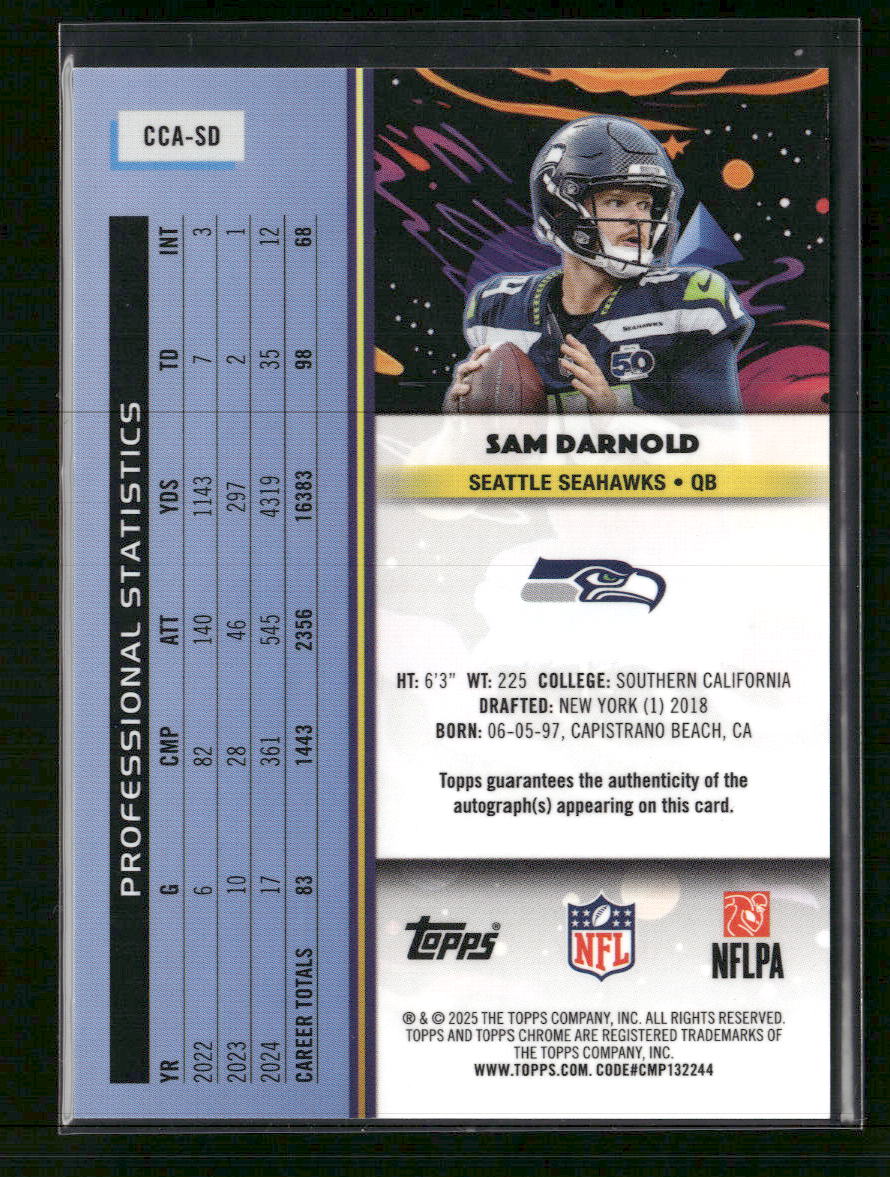 2025 Topps Chrome Cosmic AU Black Eclipse Refractor Sam Darnold #/10 AU #CCA-SD