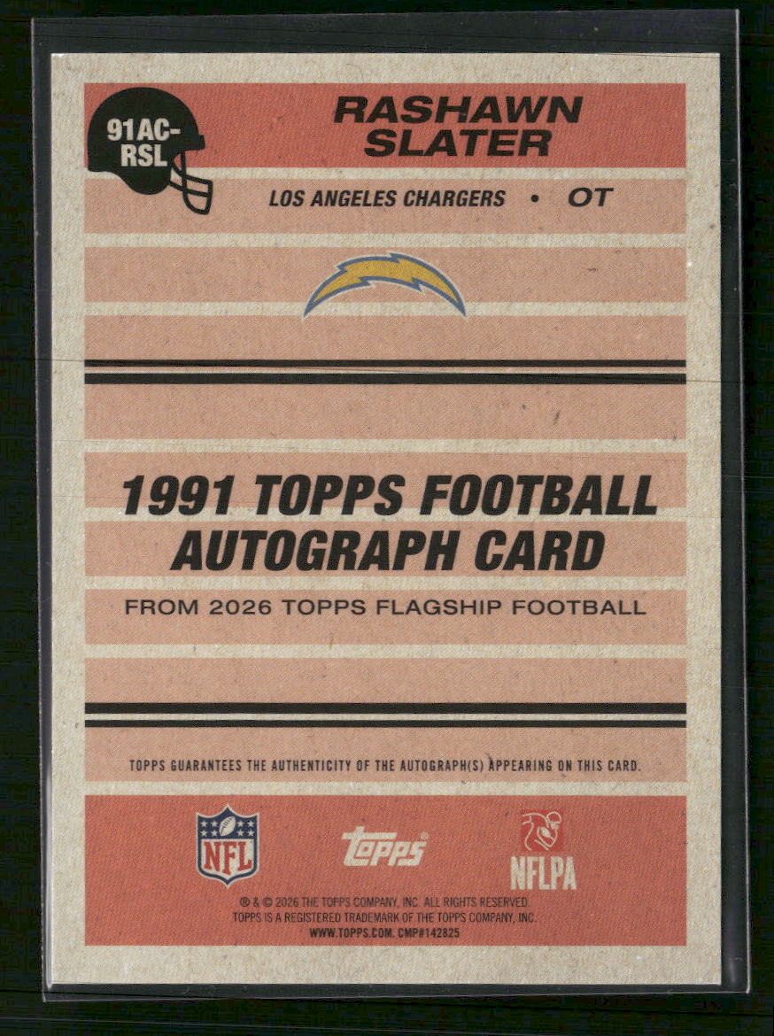 2026 Flagship 1991 Topps Football Au Green Rashawn Slater #/99 AU #91AC-RSL
