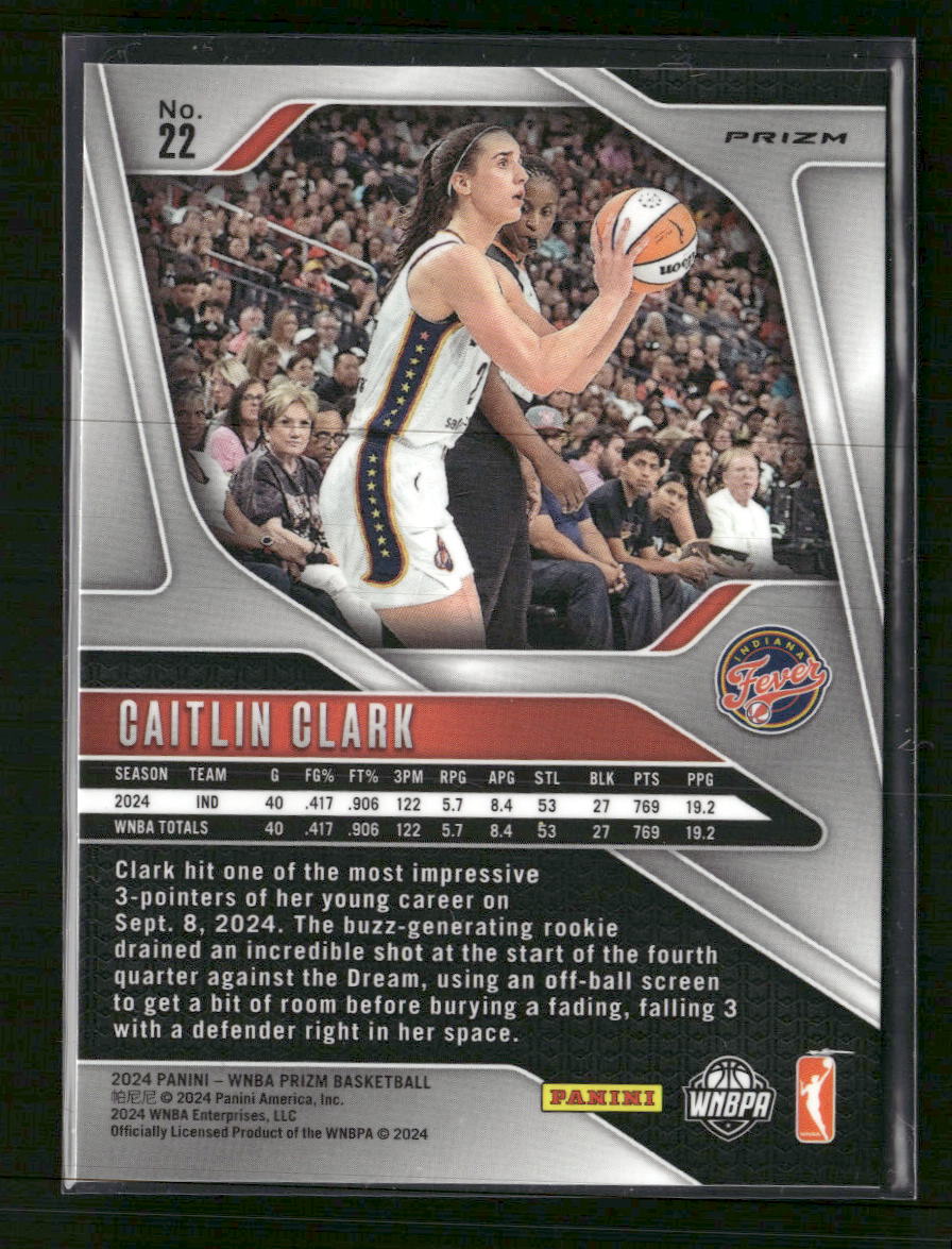 2024 Panini Prizm WNBA Ice White Prizms Caitlin Clark RC #/35 #22