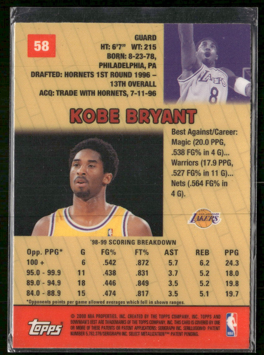 1999-00 Bowman's Best Kobe Bryant #58