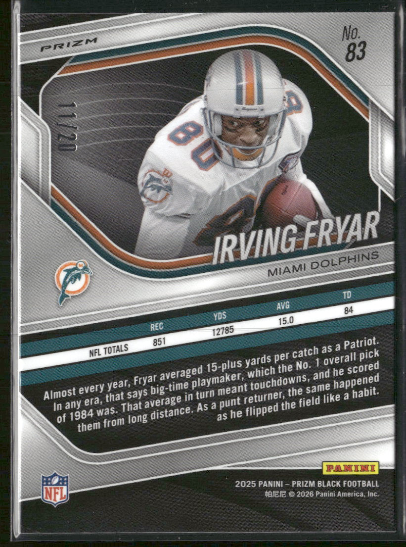 2025 Panini Prizm Black Prizms Cherry Blossom Irving Fryar #/20 #83