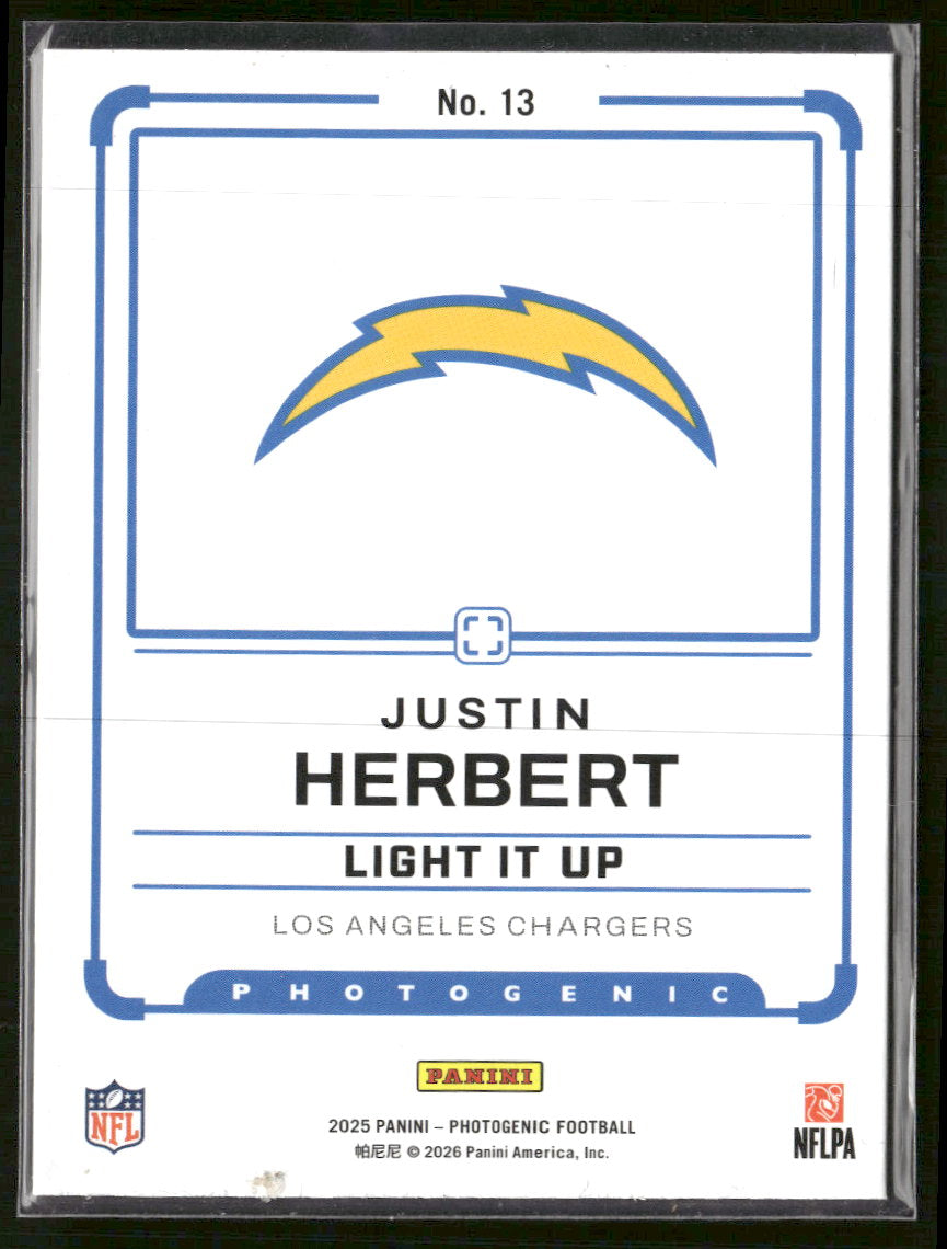 2025 Panini Photogenic Light It Up Blue Justin Herbert #/49 #13