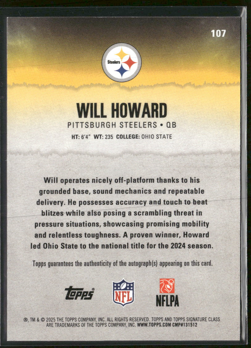 2025 Topps Signature Class Will Howard RC #107