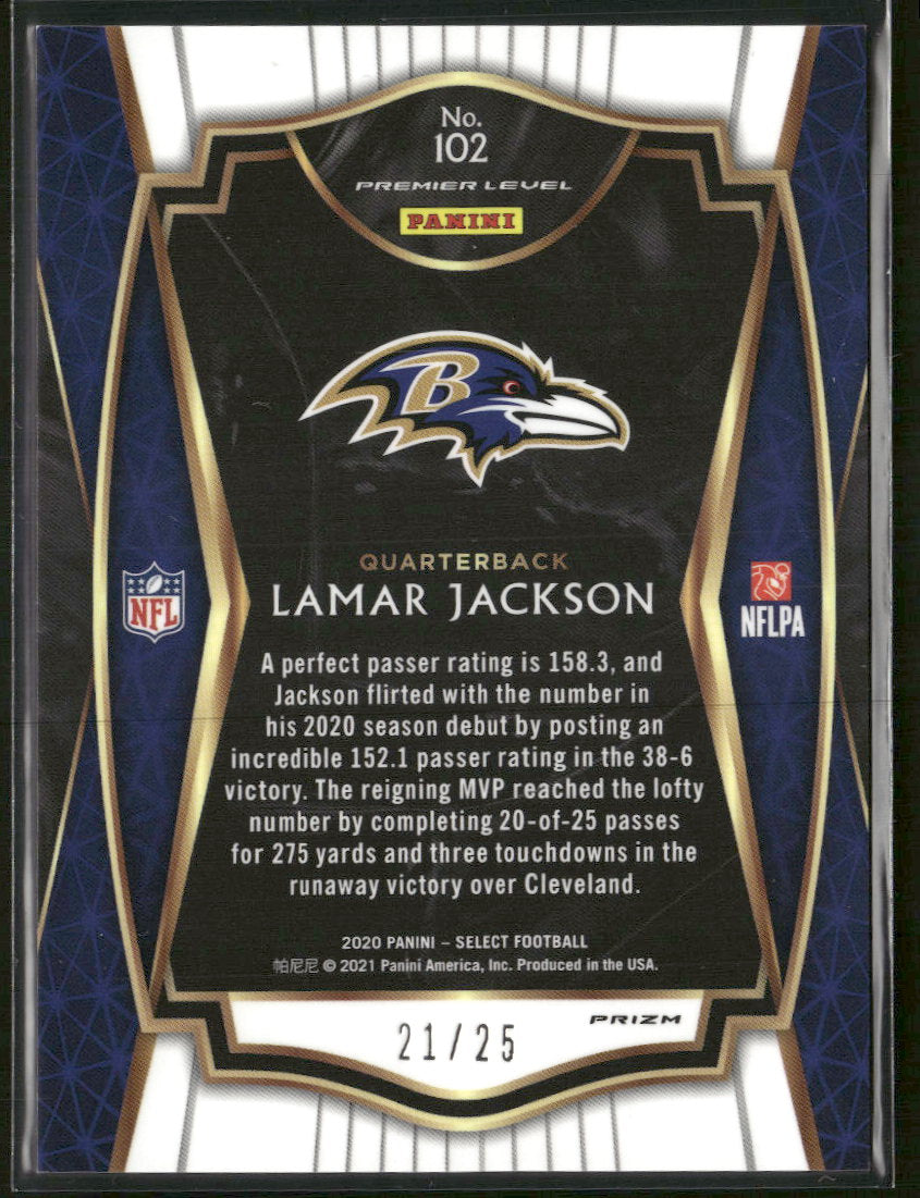 2020 Panini Select Tie-Dye Prizm Lamar Jackson #/25 #102