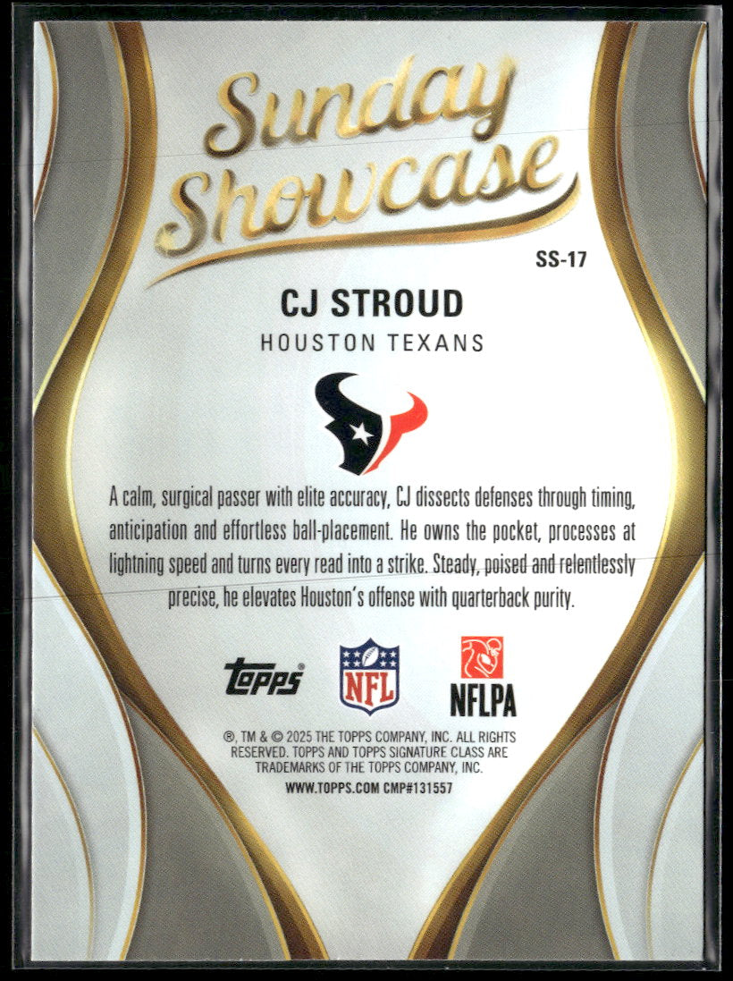 2025 Topps Signature Class Sunday Showcase Purple CJ Stroud #/100 #SS-17