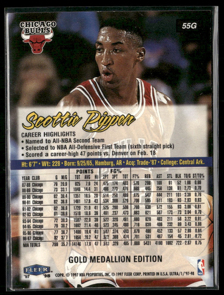 1997-98 Ultra Gold Medallion Scottie Pippen #55G