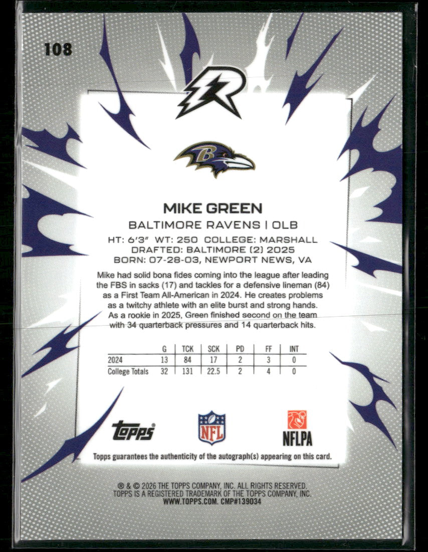 2025 Topps Resurgence Gold Power Surge Refractor Nick Emmanwori RC #/50 #188