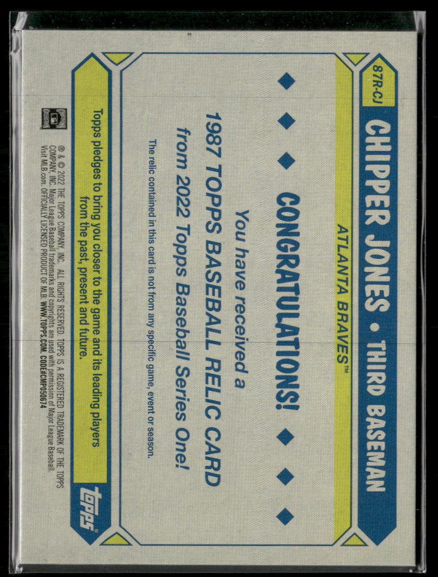 2022 Topps 1987 Topps Baseball 35th Anni Relics (Series One) Chipper Jones