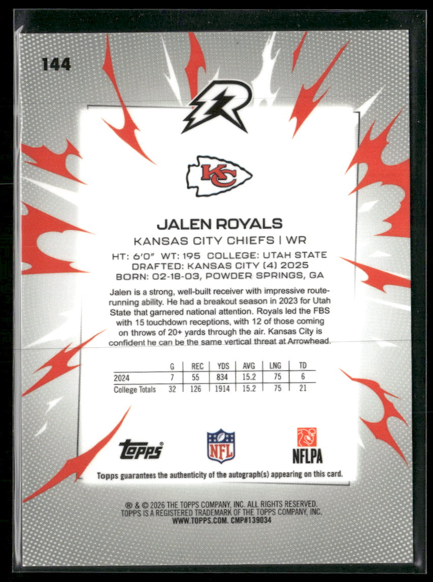 2025 Topps Resurgence Orange Power Surge Refractor Jalen Royals #/25 #144