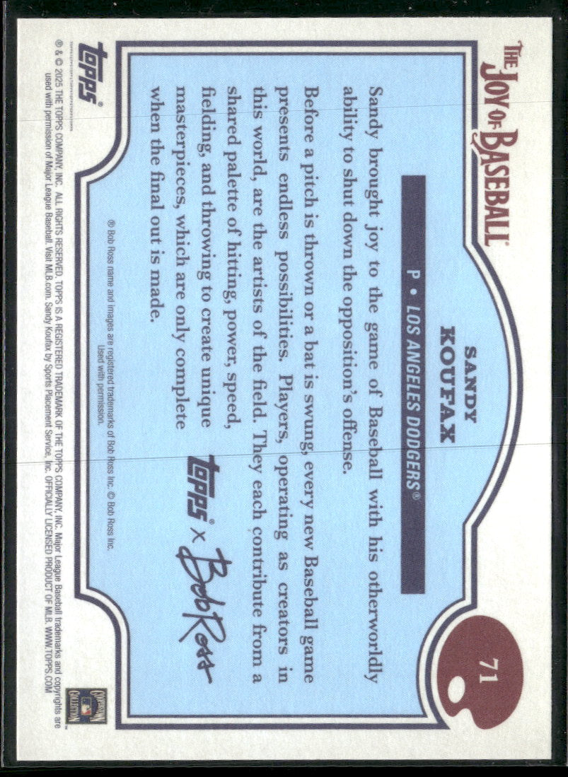 2025 Topps x Bob Ross: The Joy of Baseball Sandy Koufax #71