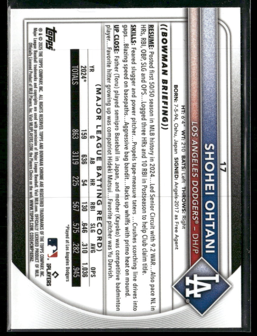 2025 Bowman Chrome Mojo Refractors Shohei Ohtani #17