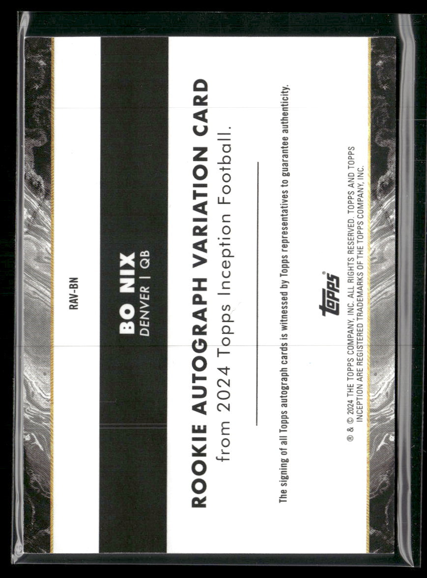 2024 Topps Inception Rookie Autographs Variations Blue Bo Nix #/10 AU #RAV-BN