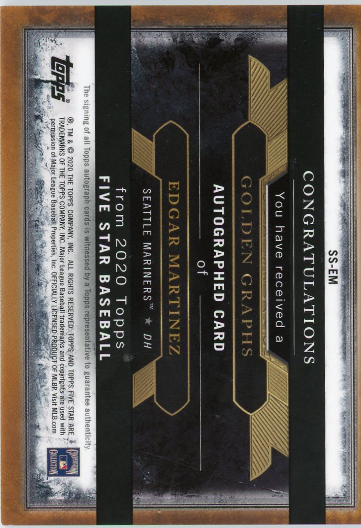 2020 Topps Five Star Golden Graphs Edgar Martinez #/40 AU #SS-EM