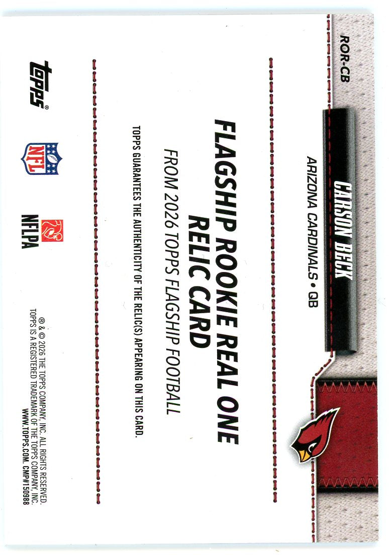 2026 Topps Flagship Real One Rookie Relics Carson Beck #ROR-CB