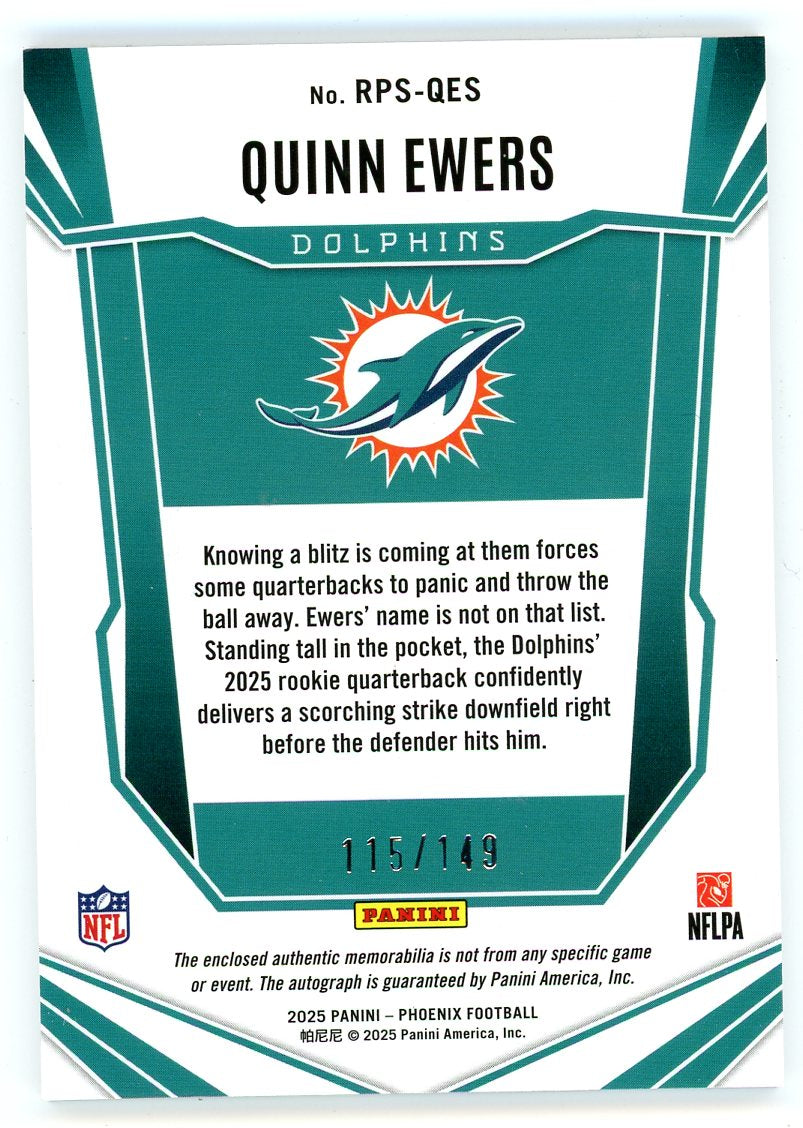 2025 Panini Phoenix Rookie Patch Auto Silver Prizm Quinn Ewers #/149 #RPS-QES