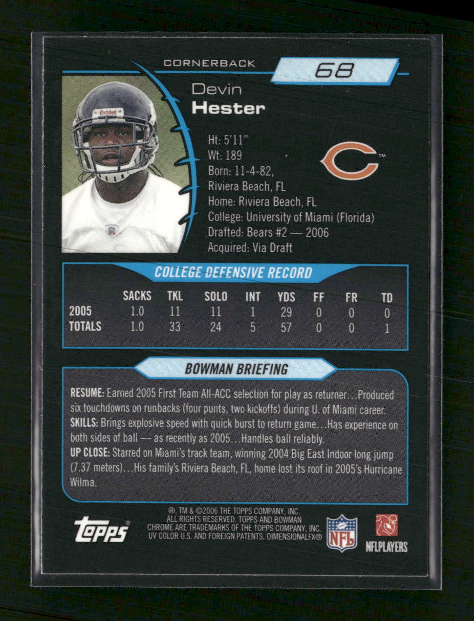 2006 Bowman Chrome Devin Hester RC #68