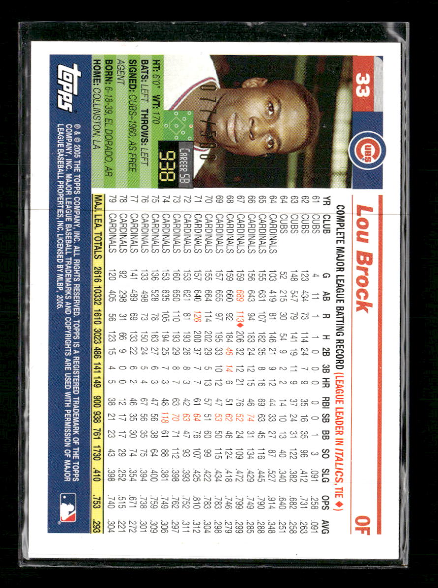 2005 Topps Retired Signature Edition Gold Lou Brock #/500 #33