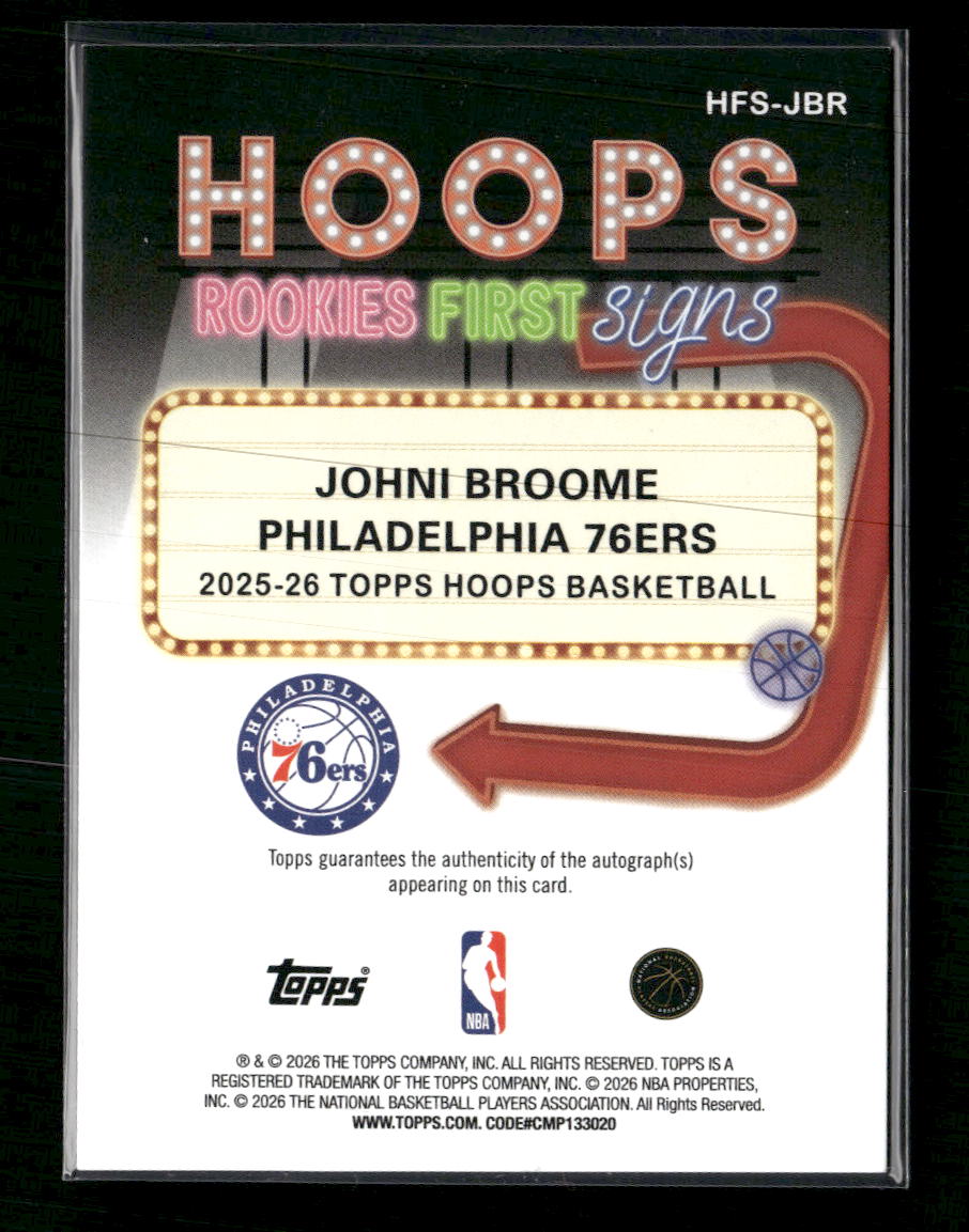 2025-26 Hoops Hoops Rookie First Signs Johni Broome AU #HFS-JBR