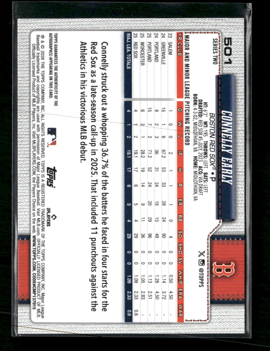 2026 Topps Flagship Real One Autographs Connelly Early AU #501