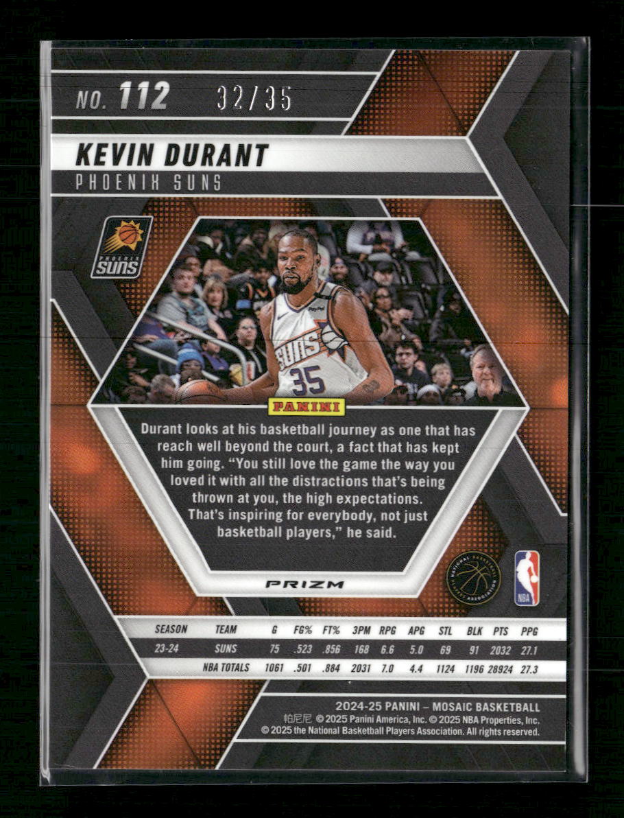 2024-25 Panini Mosaic International Blue Mosaic Kevin Durant #/35 #112