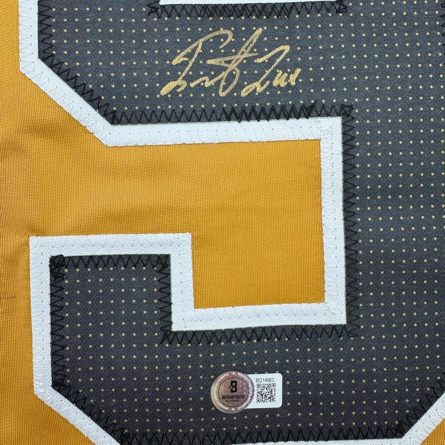 Framed Autographed/Signed Ivan Barbashev 35x39 Las Vegas Gold Hockey Jersey Beckett BAS COA