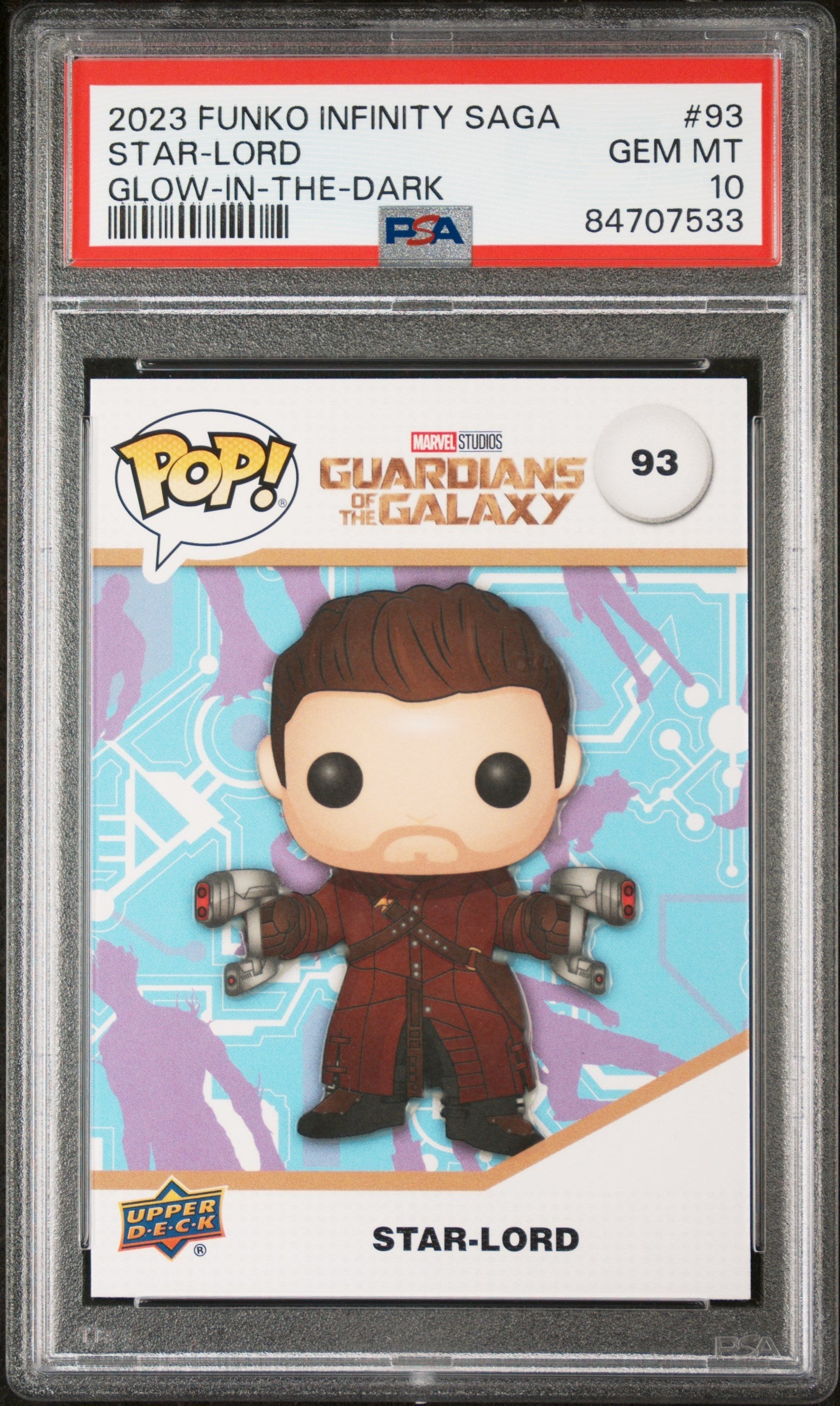 2023 UPPER DECK FUNKO POP MARVEL  STARLORD GLOWINTHEDARK #93  PSA 10