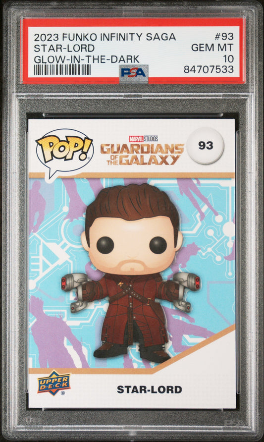 2023 UPPER DECK FUNKO POP MARVEL  STARLORD GLOWINTHEDARK #93  PSA 10