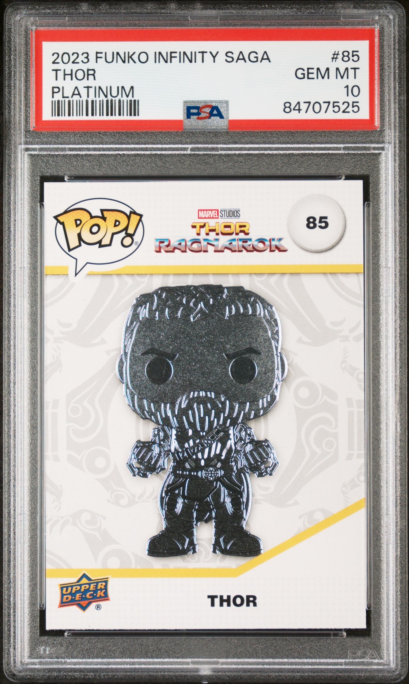 2023 UPPER DECK FUNKO POP MARVEL  THOR PLATINUM #85  PSA 10