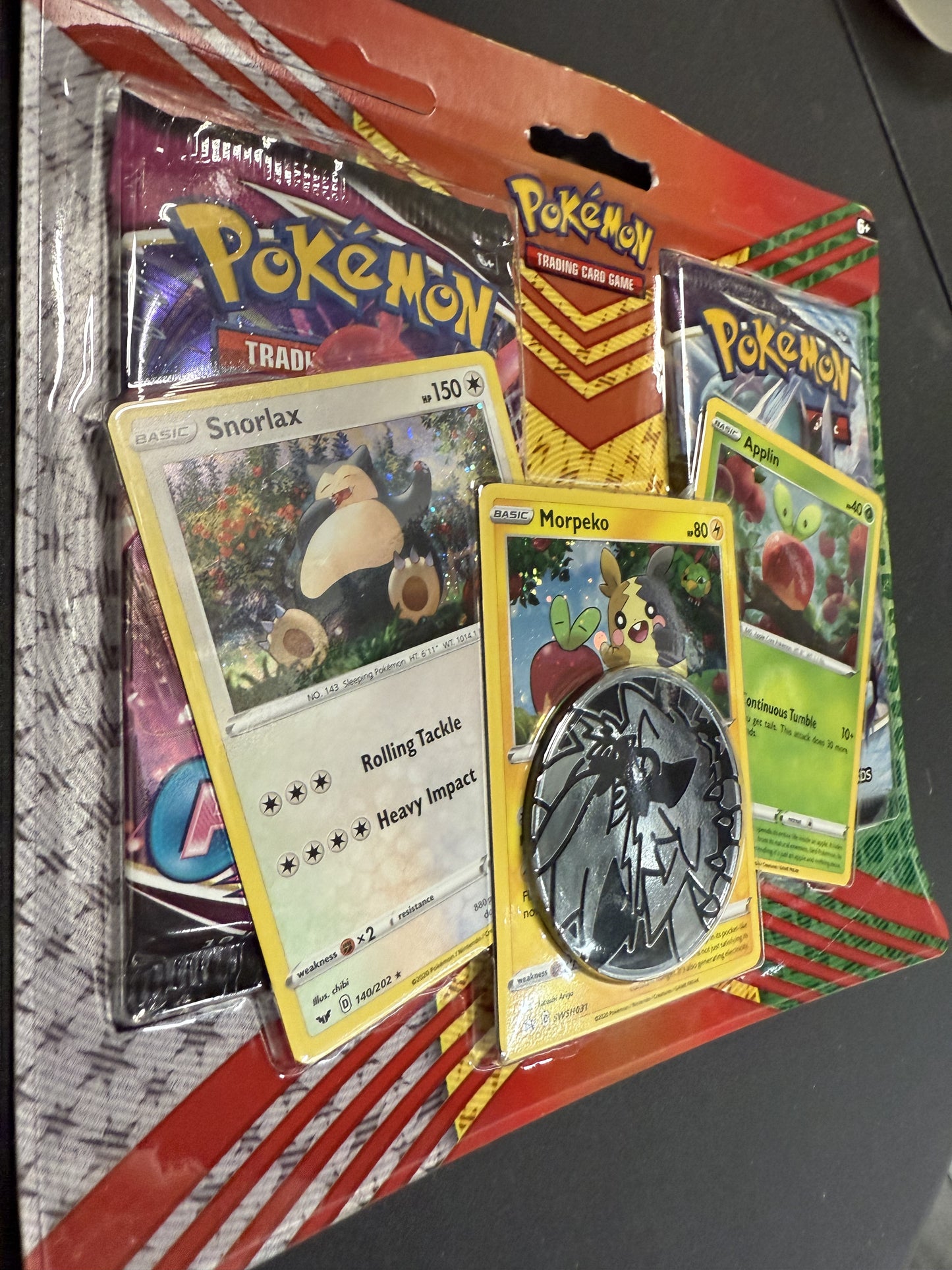 Snorlax Morpeko Applin 2 Pack Blister with Coin