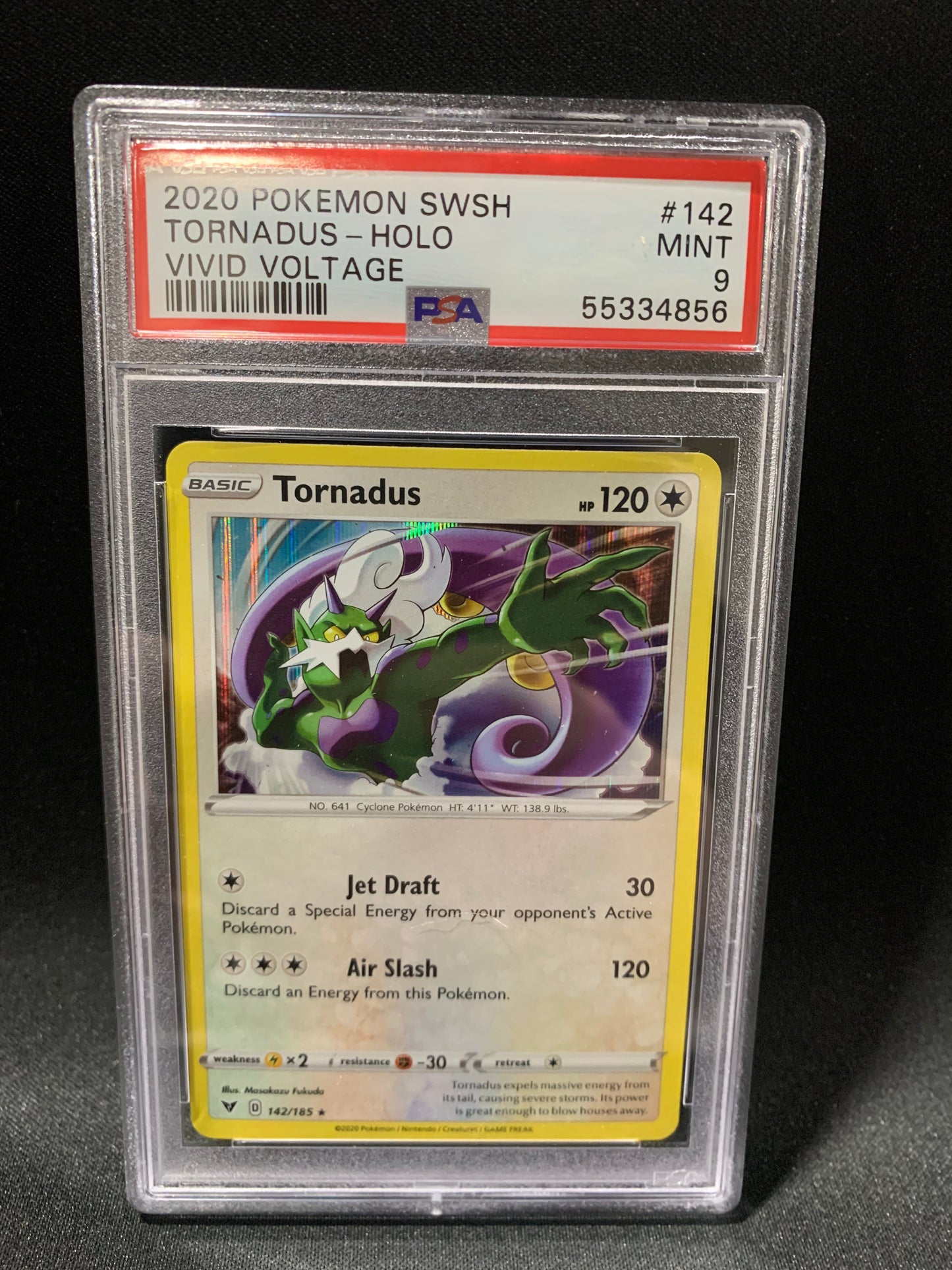 2020 POKEMON SWORD & SHIELD VIVID VOLTAGE TORNADUS-HOLO #142 - PSA MINT 9