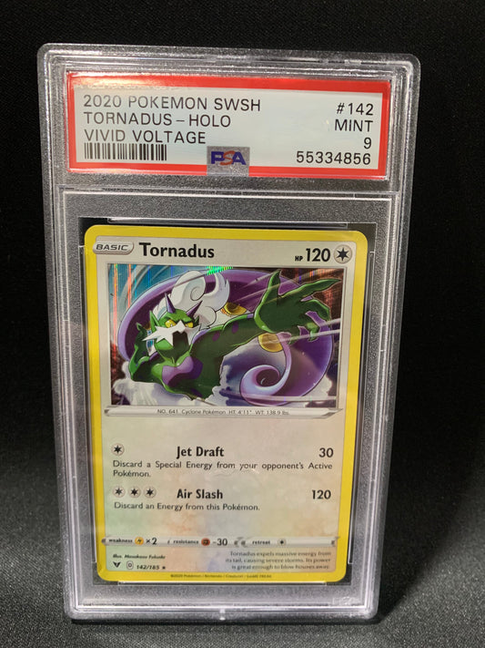 2020 POKEMON SWORD & SHIELD VIVID VOLTAGE TORNADUS-HOLO #142 - PSA MINT 9
