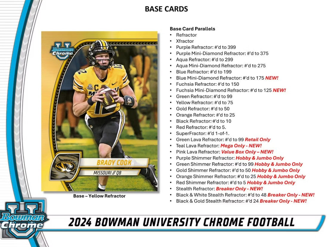 2024 Bowman University Chrome Football 7-Pack Blaster Box