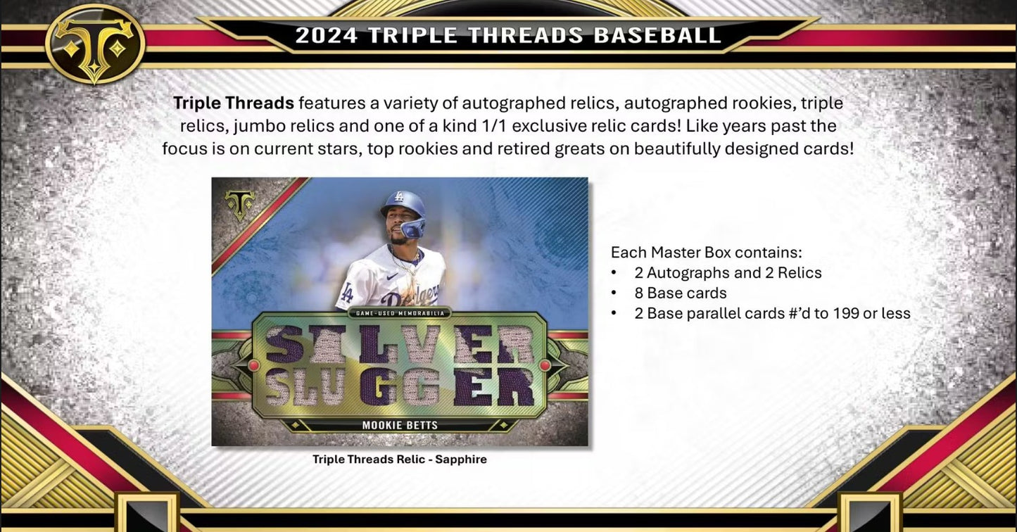 Caja de pasatiempos de béisbol Topps Triple Threads 2024