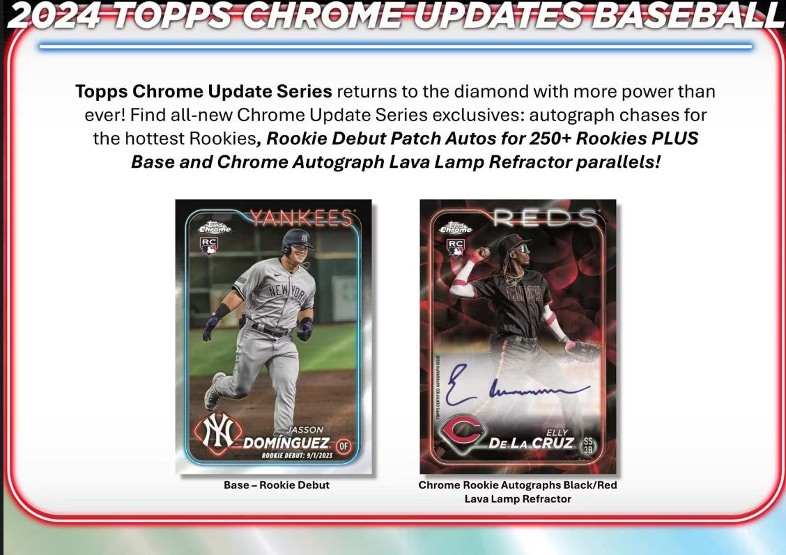 Caja de pasatiempos de béisbol de la serie Chrome Update de Topps 2024