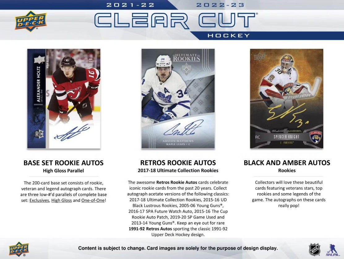 Caja de hockey para pasatiempos de Upper Deck Clear Cut 2022/23