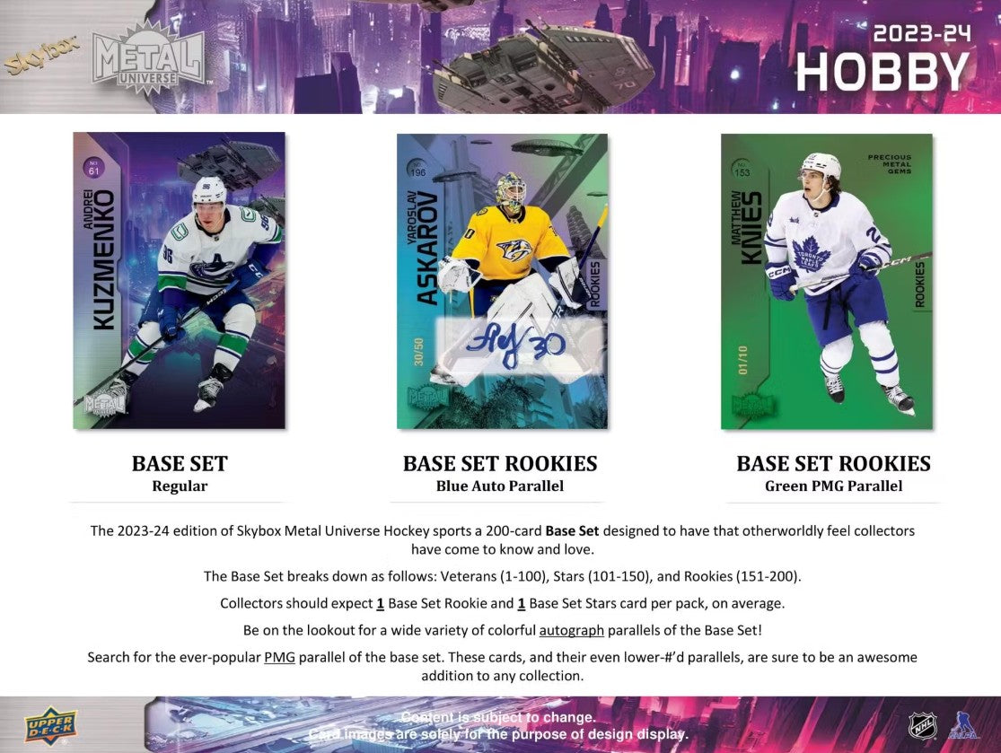 Caja de pasatiempos de hockey de Metal Universe de Upper Deck Skybox 2023/24