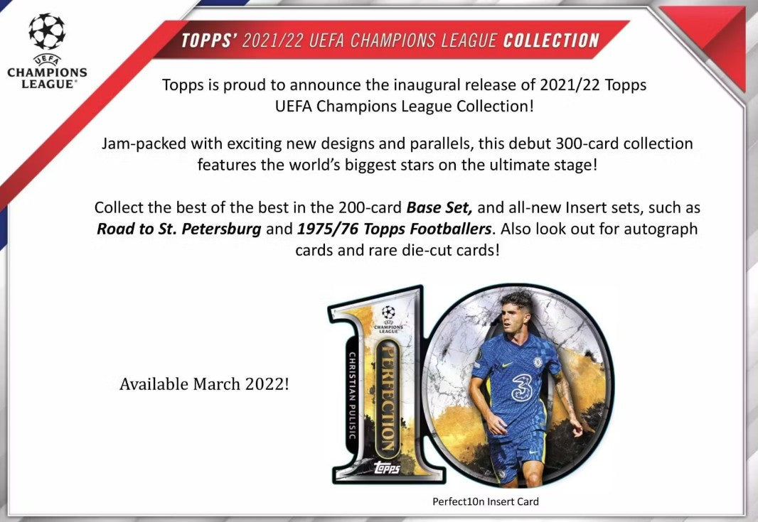 2021/22 Topps 欧洲冠军联赛系列足球 7 件装 Blaster Box(闪光箔平行线!)