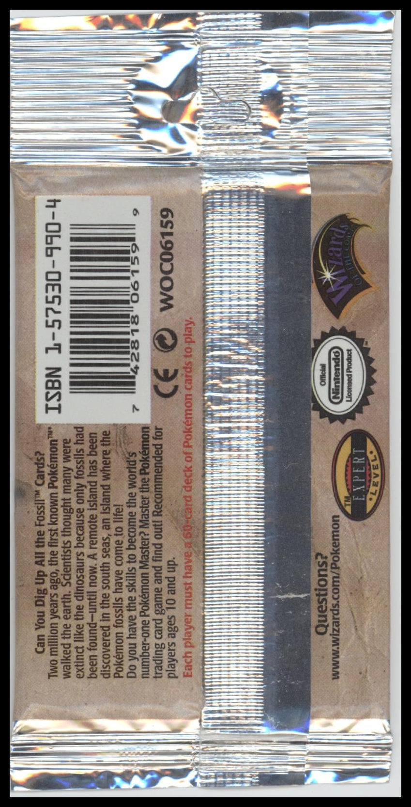 1999 WOTC Pokemon Fossil Unlimited Aerodactyl Booster Pack