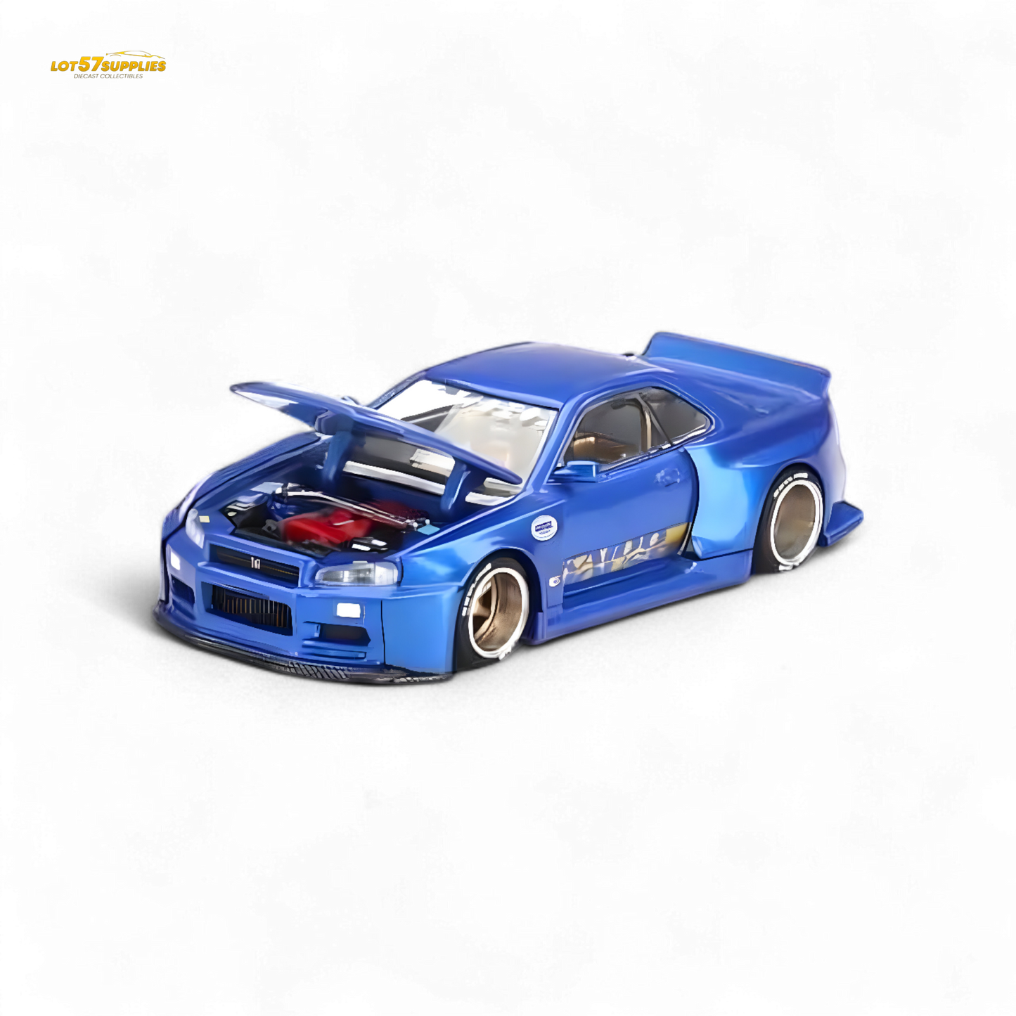 Mini GT x Kaido House Nissan Skyline GT-R R34 V2 Shinjuku Blue 1:64