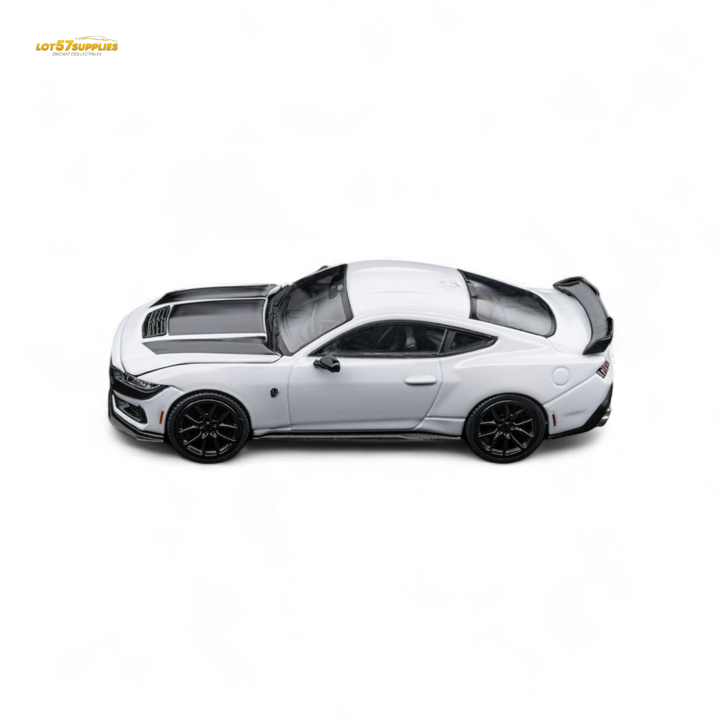 (Pre-Order) DCM Mustang Dark Horse - Crystal White - Black Wheels 1:64